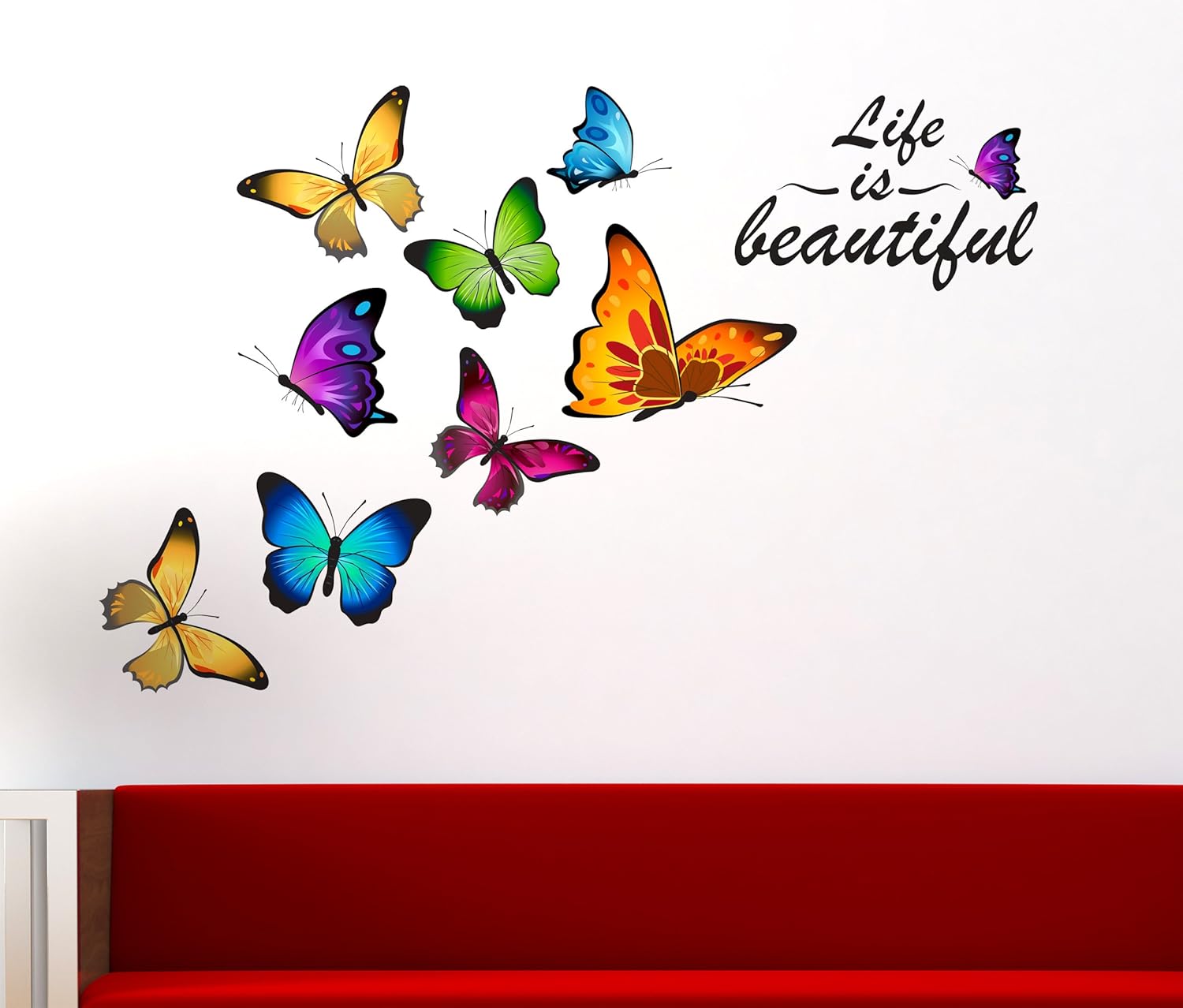 wallmonks Colourful Butterflies Wall Sticker (PVC Vinyl Amazon.in
