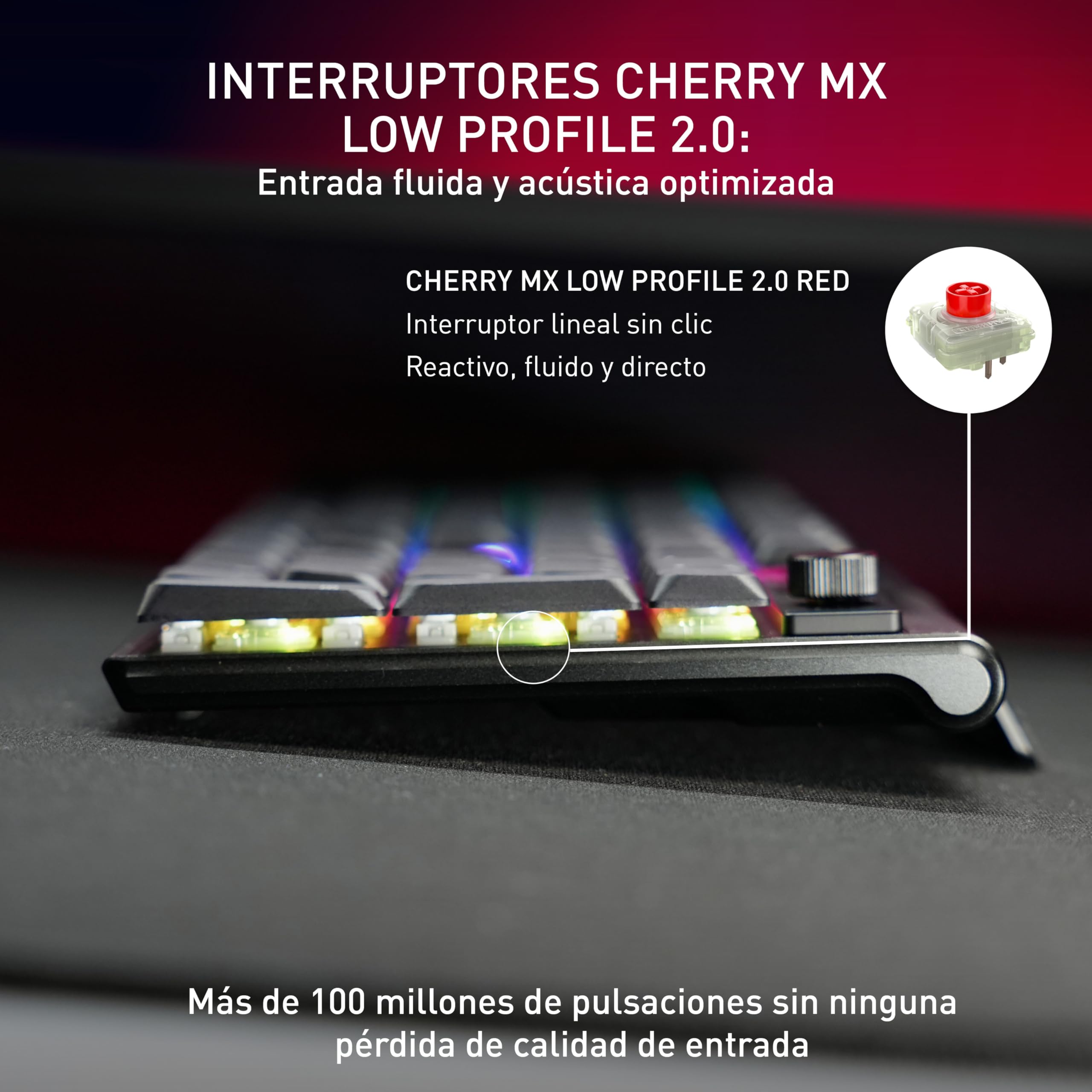 CHERRY XTRFY MX 10.1 Wireless, Teclado Mecánico Gaming De Perfil Bajo, Disposición Alemana (QWERTZ), Teclado Multidispositivo, Switches MX LP 2.0 Red, Negro