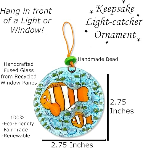 Miniatura 2 de Adorno de pez payaso, adorno de Navidad de vidrio reciclado, regalo de decoración navideña