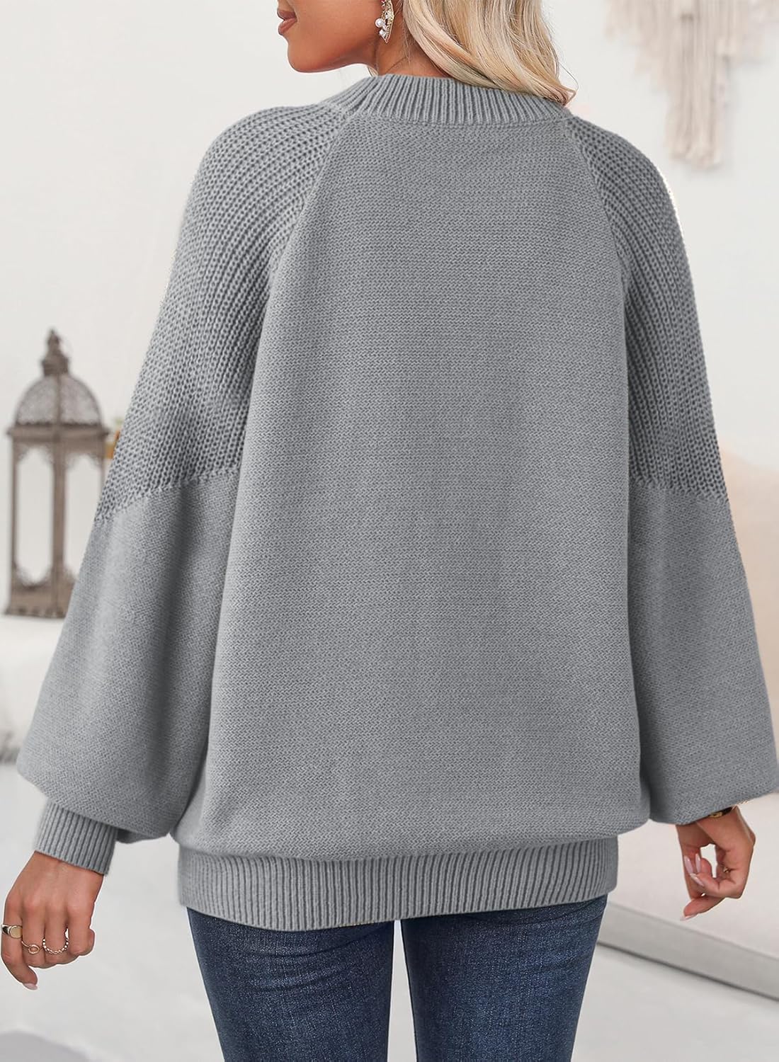 Dokotoo Women's Casual Long Sleeve Sweaters Loose Crewneck Cable Knit Pullover Sweater Jumper Tops - Image 6