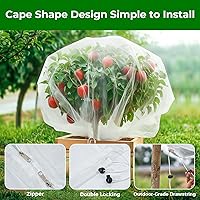Vista 4 de Red para árboles frutales con cremallera de 2 vías y cordón, red de jardín de 4 x 6 pies, barrera de plagas para evitar las cigarras, pájaros