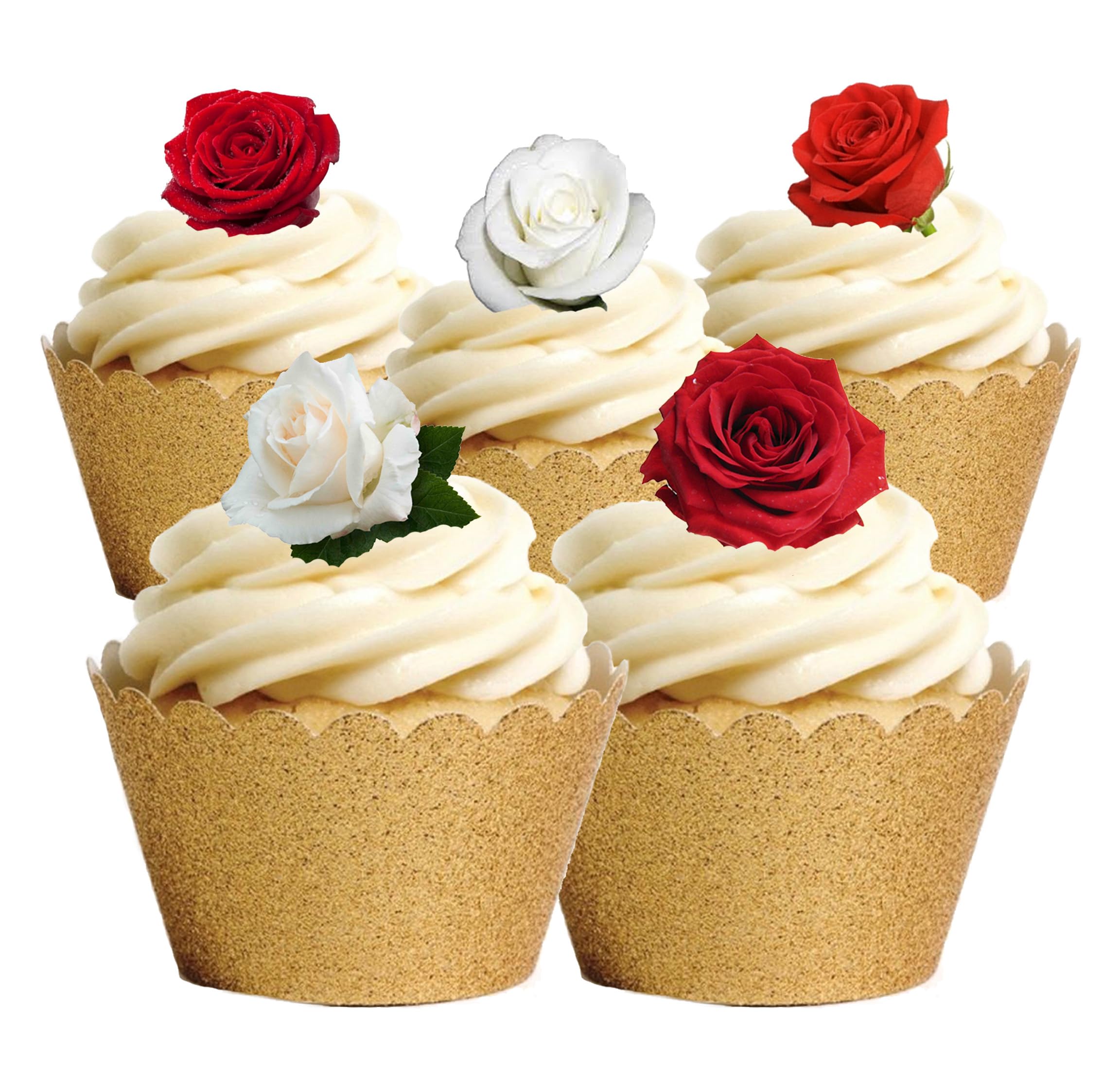 30 Toppers Cupcake Comestibles - Thème Baptême, Rose, Papier Gaufré - NEUF