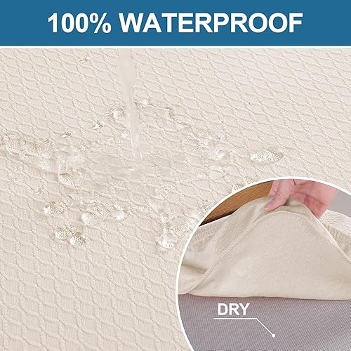 Miniatura 3 de smiry Juego de 8 fundas de asiento impermeables para sillas de comedor, tela jacquard elástica, extraíble y lavable, fundas protectoras de asiento