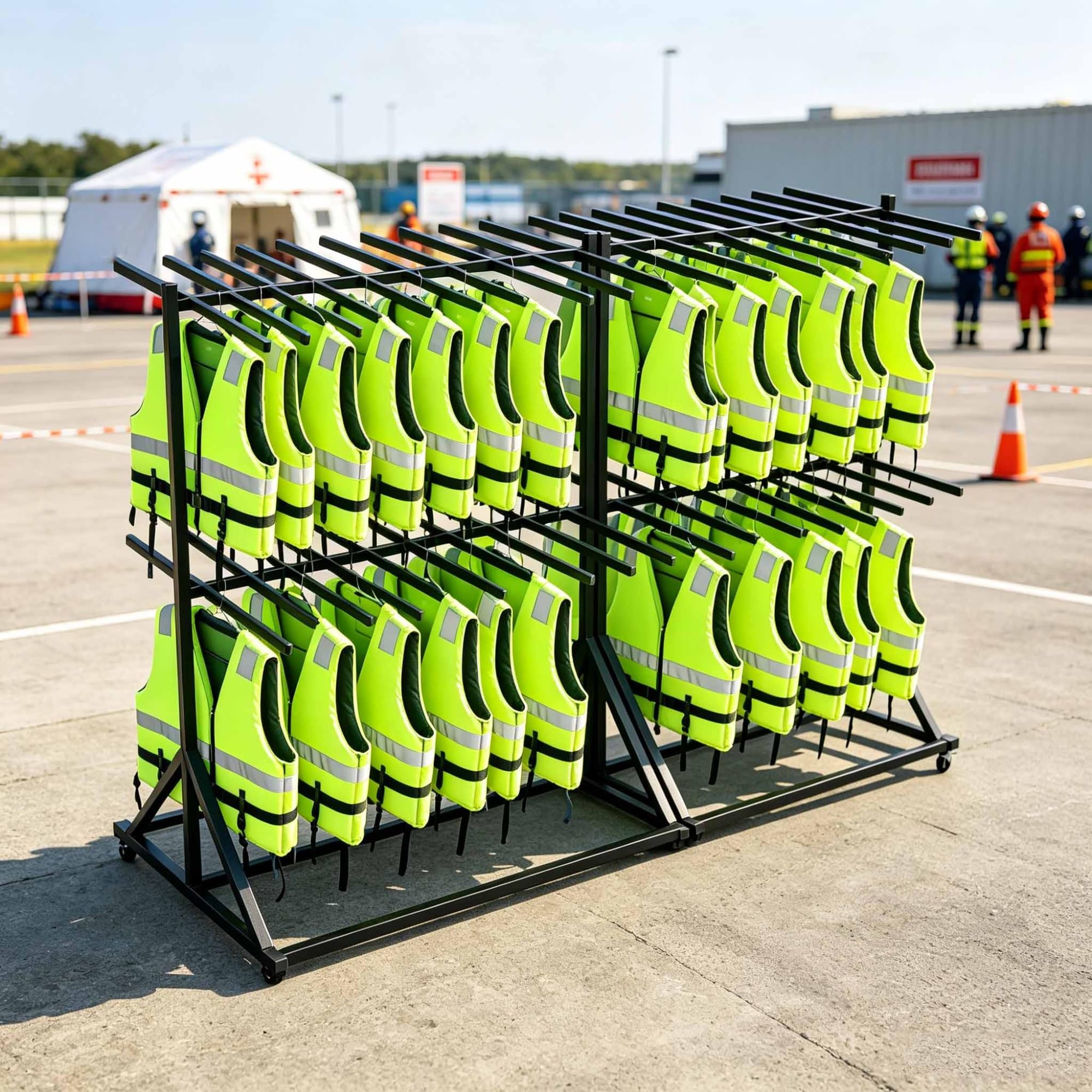 Life Vest Holder Drying Rack, Shorty Wetsuit Organizer w/Wheels