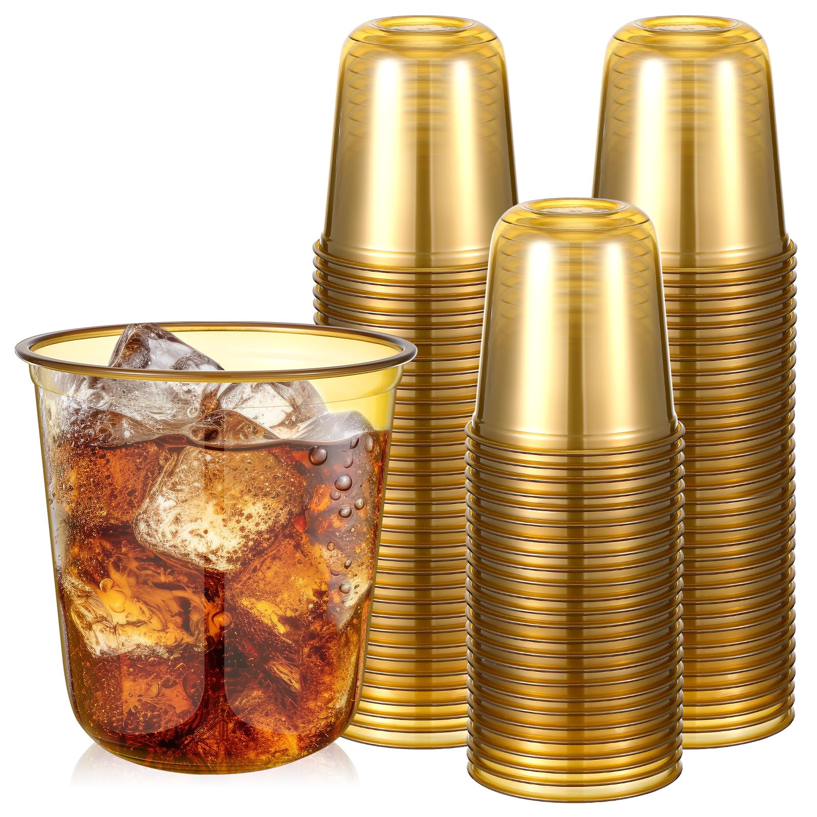 Gold Plastic Cups - 50 Pack Disposable Wine Glasses -1
