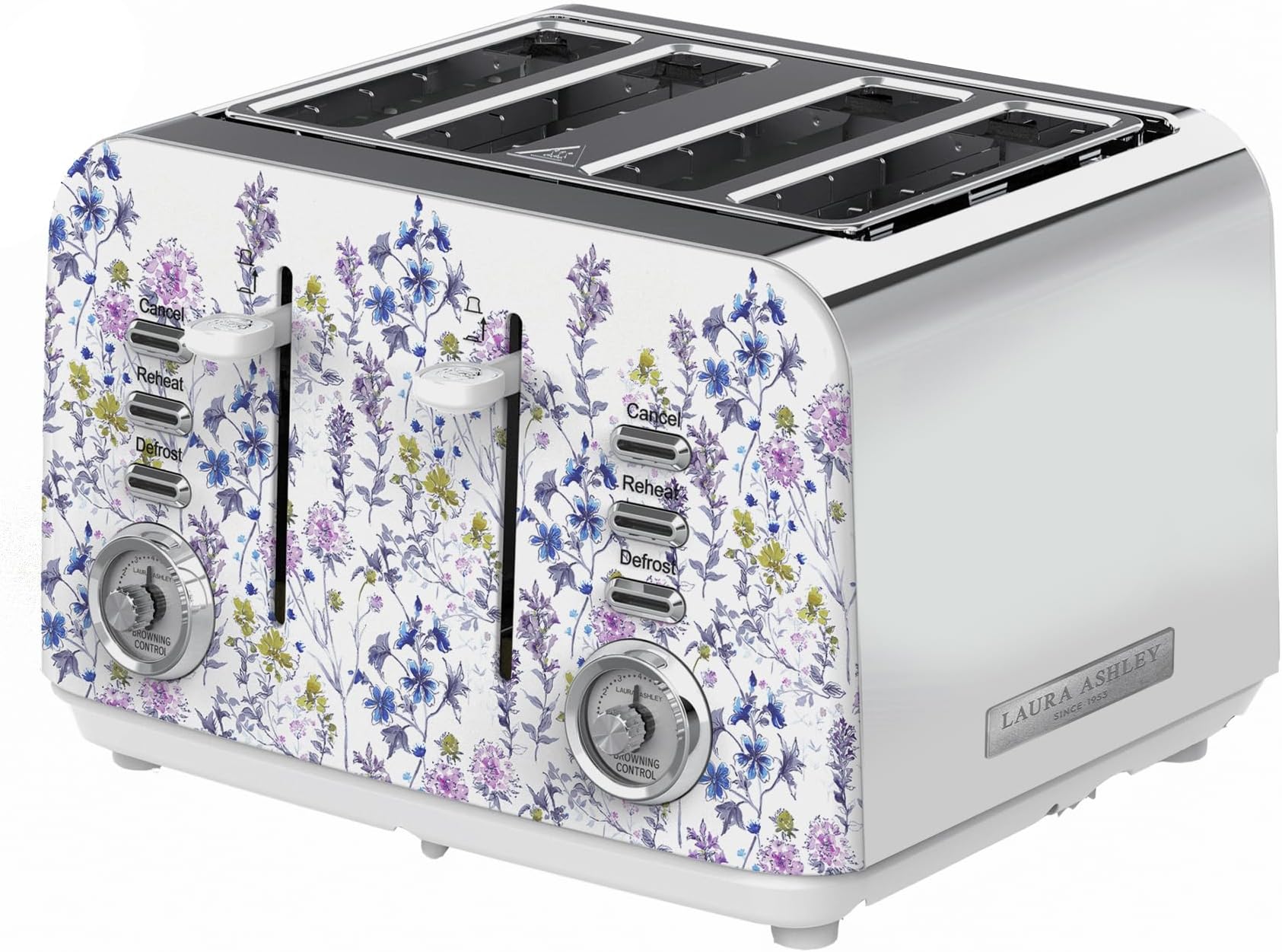 Laura Ashley Wild Meadow 4 Slice Toaster -Stainless Steel Toaster 4 Slice
