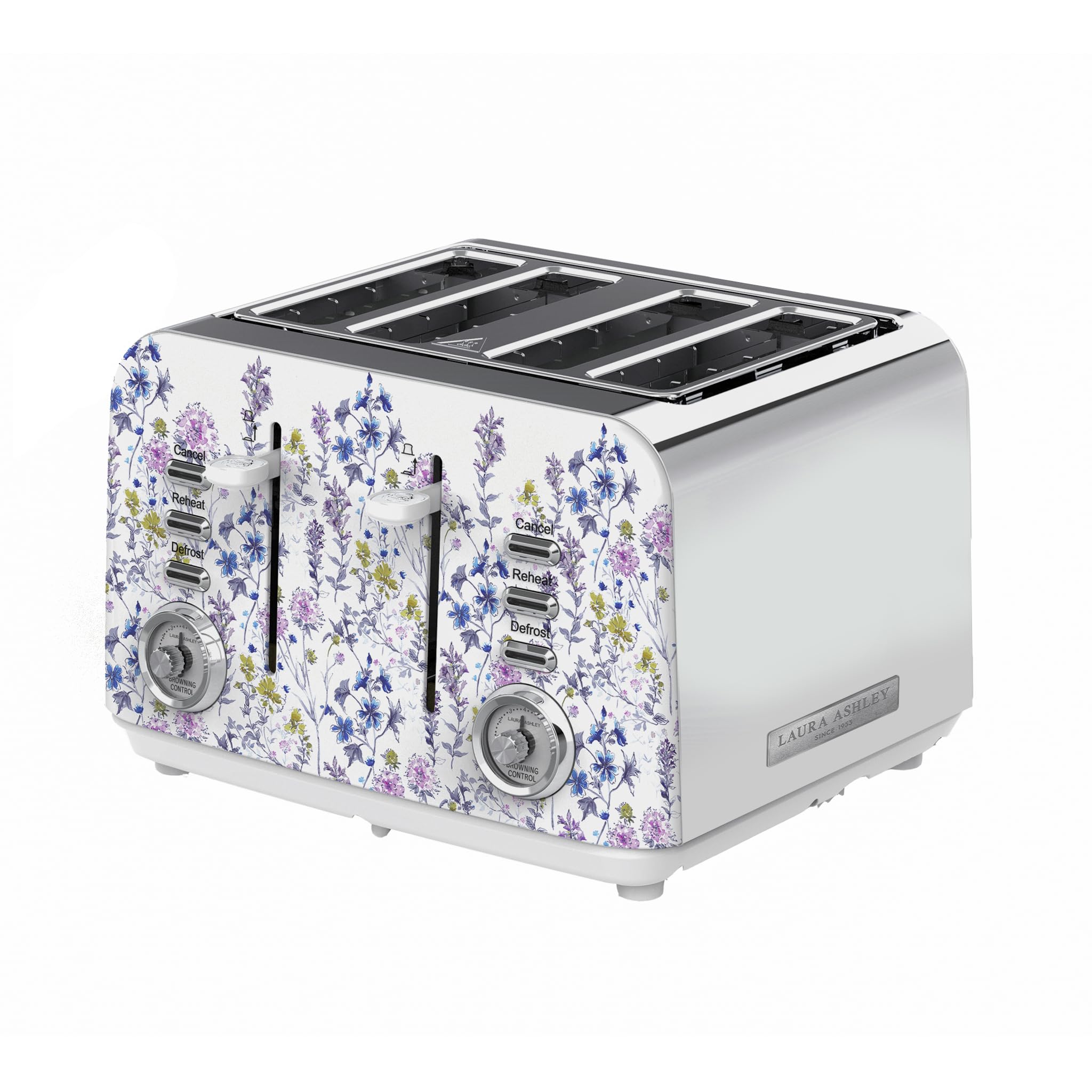 Laura Ashley Wild Meadow 4 Slice Toaster -Stainless Steel Toaster 4 Slice