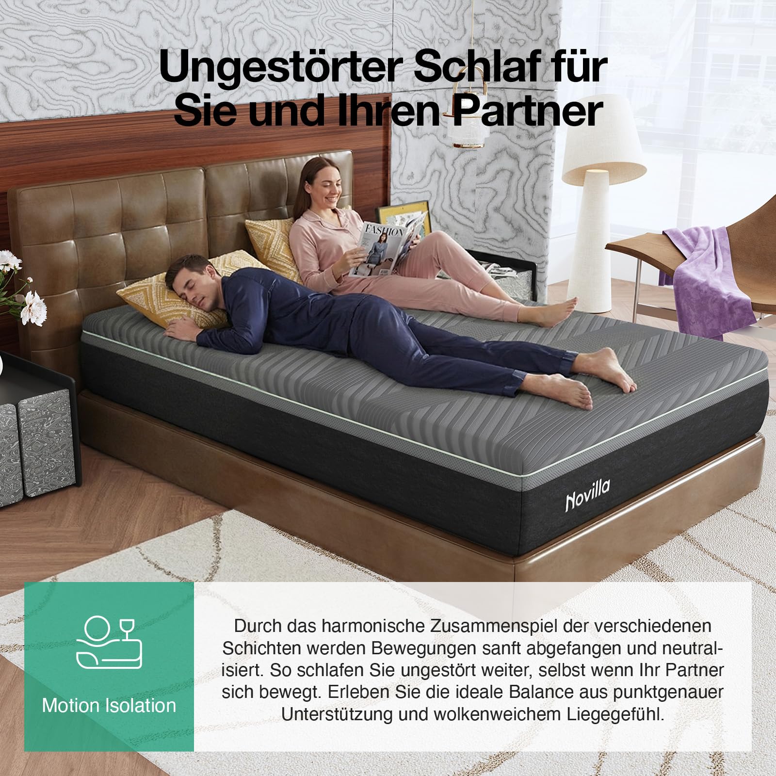 Novilla Coolmax Matratze 160x200 cm 7-Zonen Gel & Greentea Memory Schaum Kaltschaummatratze, mit Kühlender Stoff, H3 & H4 mittelfest, 30 cm Höhe, Öko-Tex Zertifiziert, Atmungsaktiver Waschbarer Bezug