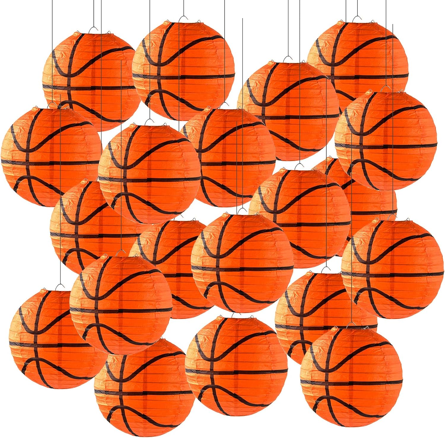 30 Pieces Orange Basketball Paper Lanterns Decorations 8 inches Ceiling Hanging Basketball Lanterns Basketball Sports Party Paper Lanterns for Sport Themed Birthday Party Bar Basketball Game Party