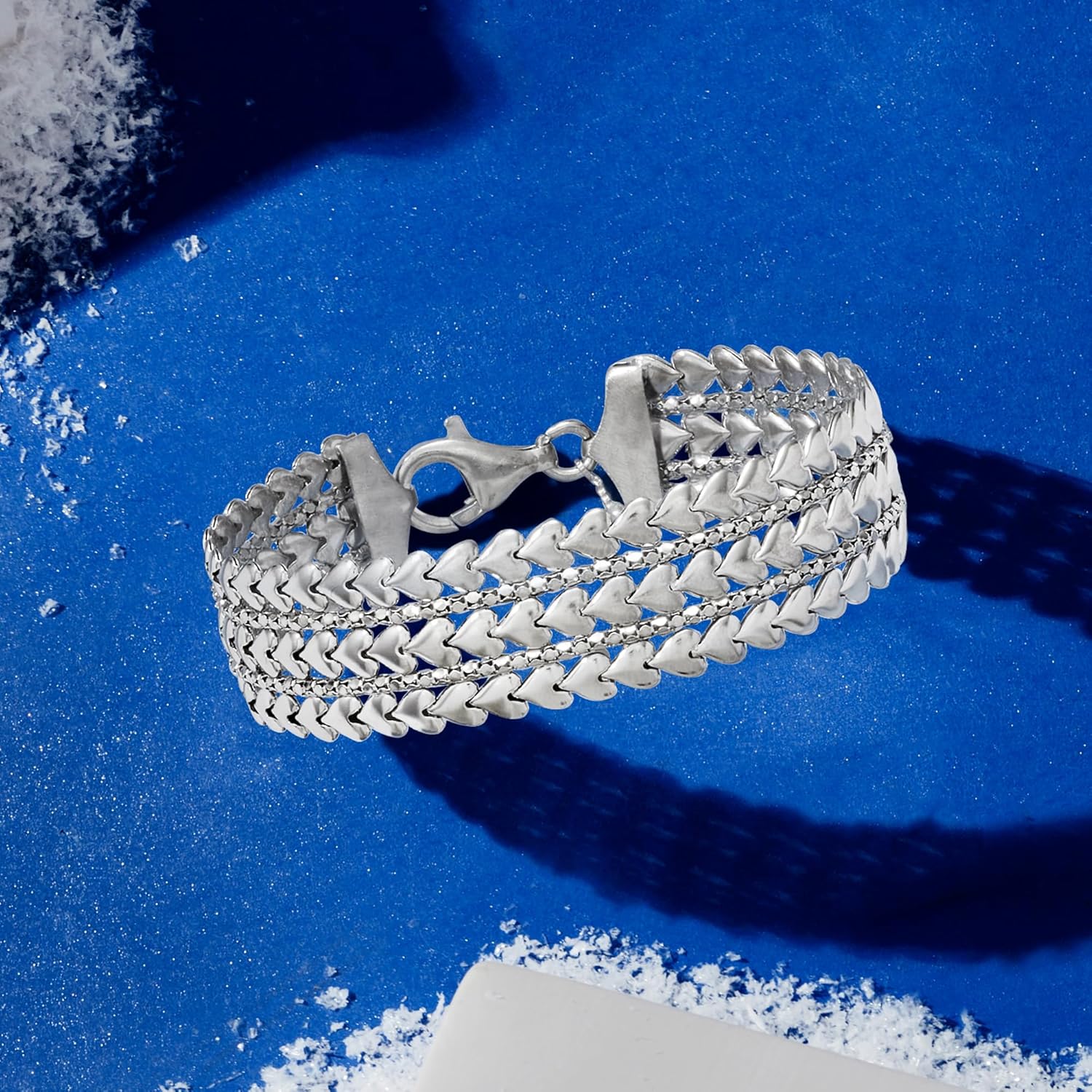 Ross-Simons Italian Sterling Silver Multi-Row Heart Bracelet - Image 3