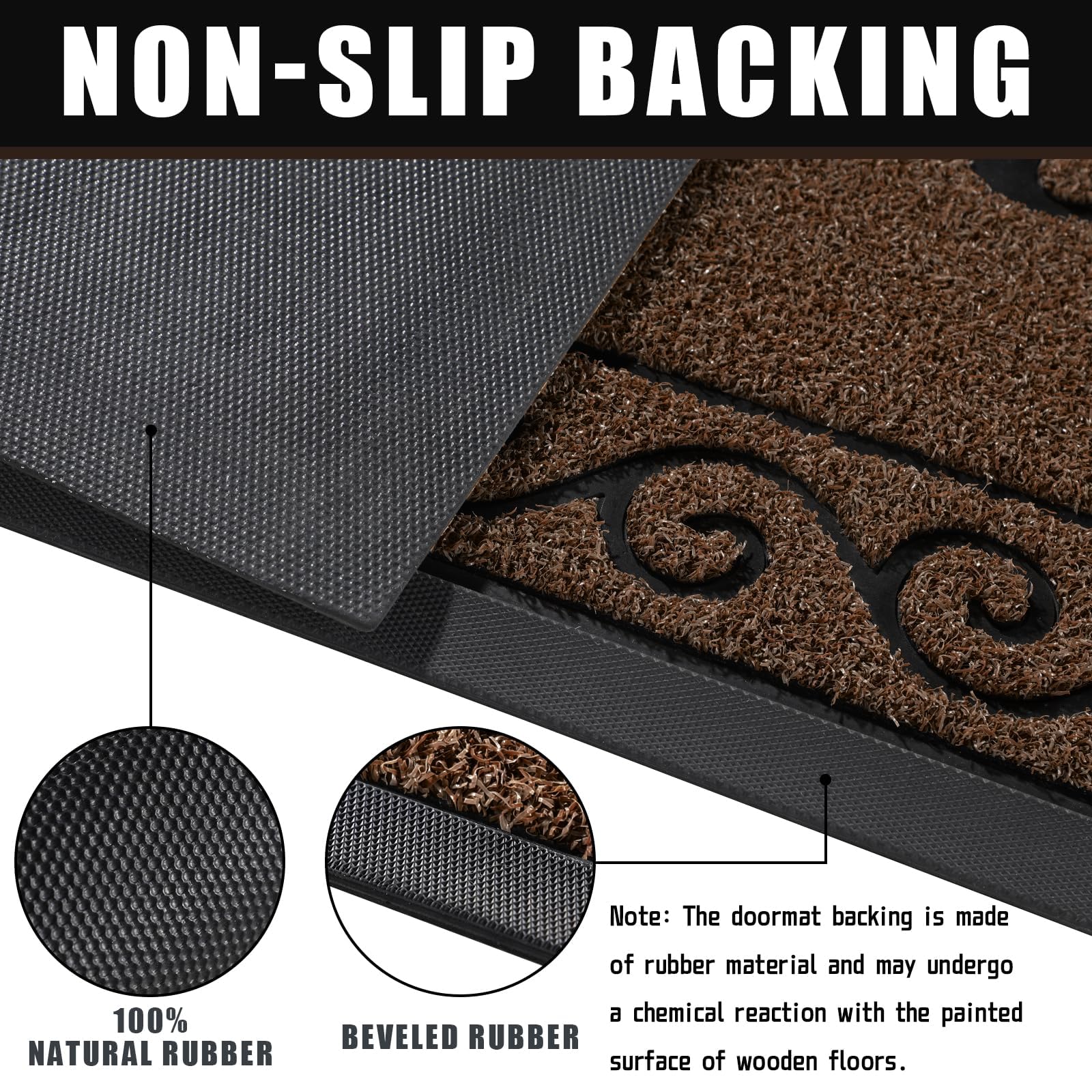 Yimobra Hello Front Door Mat, Heavy Duty Easy Clean Doormat Indoor Outdoor, Waterproof Quick Dry Floor Mat for Home Garage - Image 3