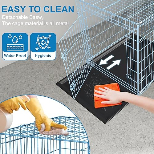 Miniatura 38 de Jaula para perros, jaula para perros, perrera de alambre de metal para exteriores, plegable de doble puerta, jaula para mascotas para perros Negro