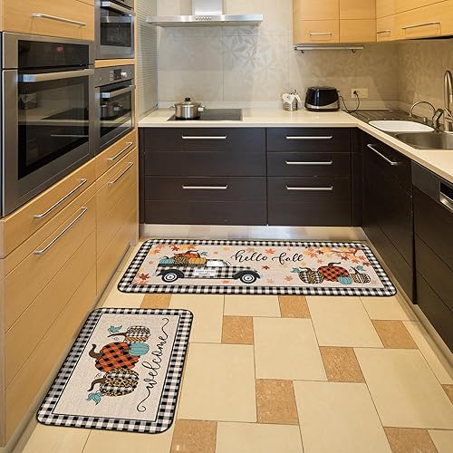 Miniatura 2 de Tapete de otoño para cocina, diseño de calabaza de Acción de Gracias, tapete para puerta delantera de automóvil, para decoración de otoño, hogar,