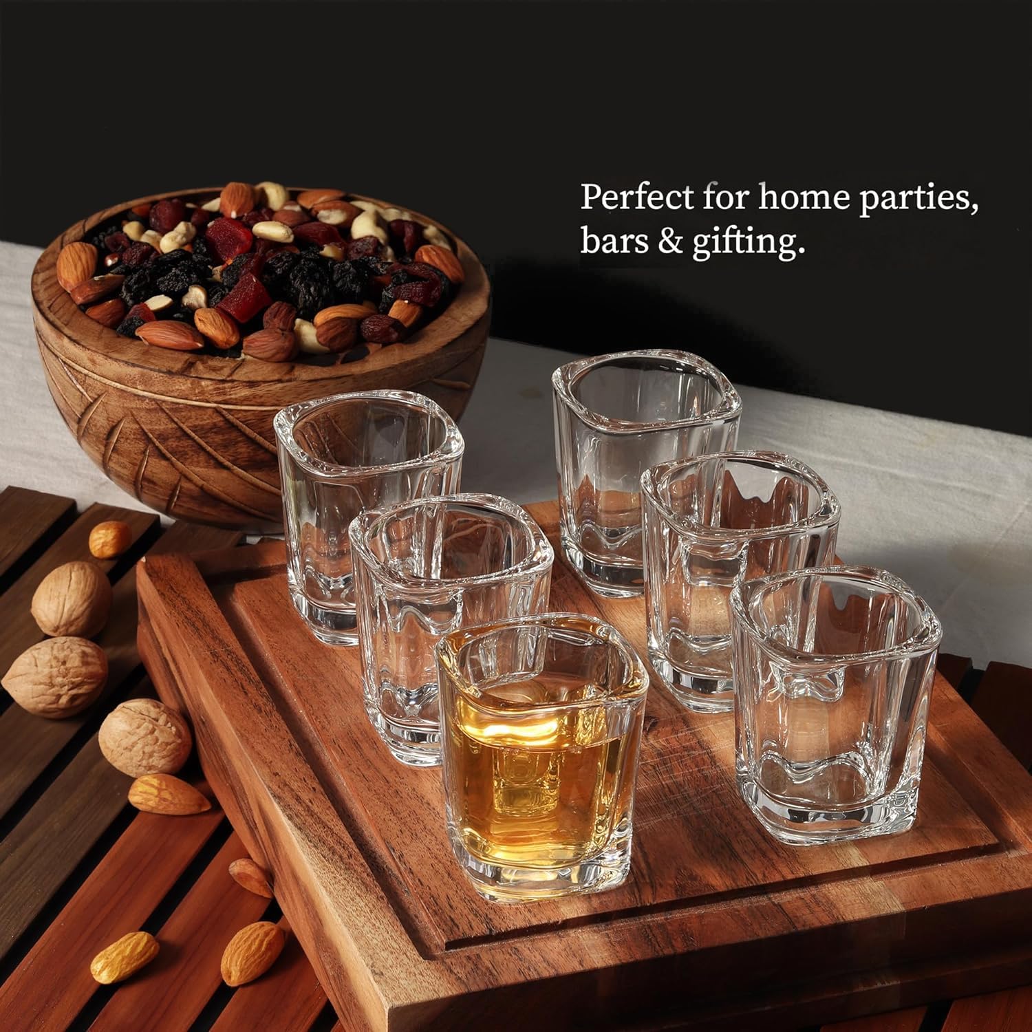 QUAFFER Square Shot Glasses Heavy Base 2oz (Set of 24) – Modern Shot Glass – Classic Whisky Vodka Tequila Sherry Brandy Cordial Mini Snifters Glasses - Perfect for Parties, Bars, Events, Home Bar