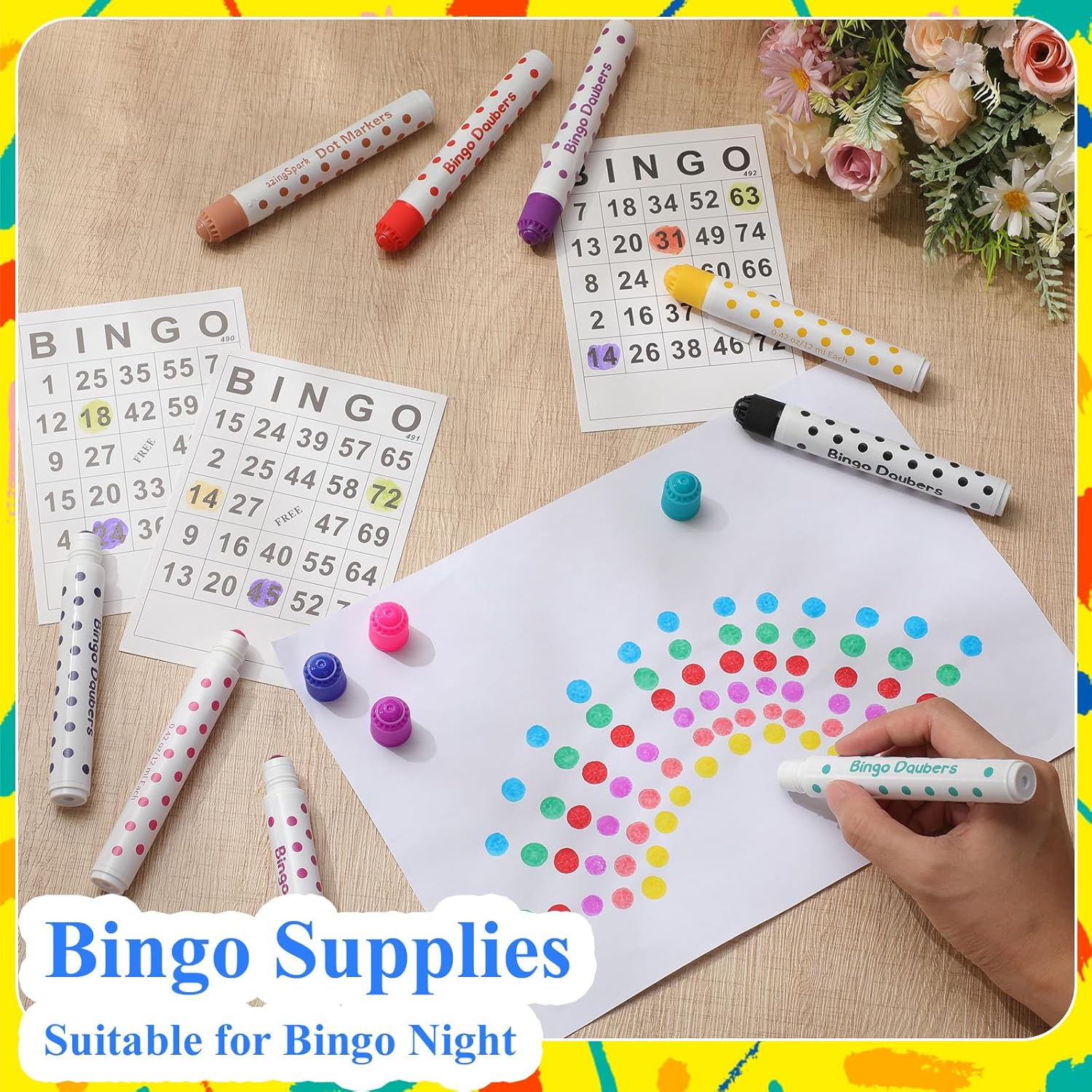 60 Pack Bingo Daubers Bulk Assorted Colors Set of Dot Markers Bingo Supplies in 12 Colors Dot Paint Markers Set for Crafts and Art Painting Supplies Drawing Coloring