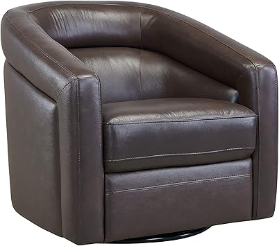 Armen Living Desi Contemporary Leather Swivel Living Room Accent Chair
