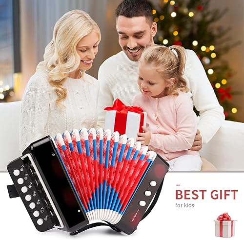 Miniatura 5 de Acordeón para niños, control de 10 teclas, mini juguete de acordeón, regalos fáciles de tocar para niños y principiantes, instrumento musical ligero