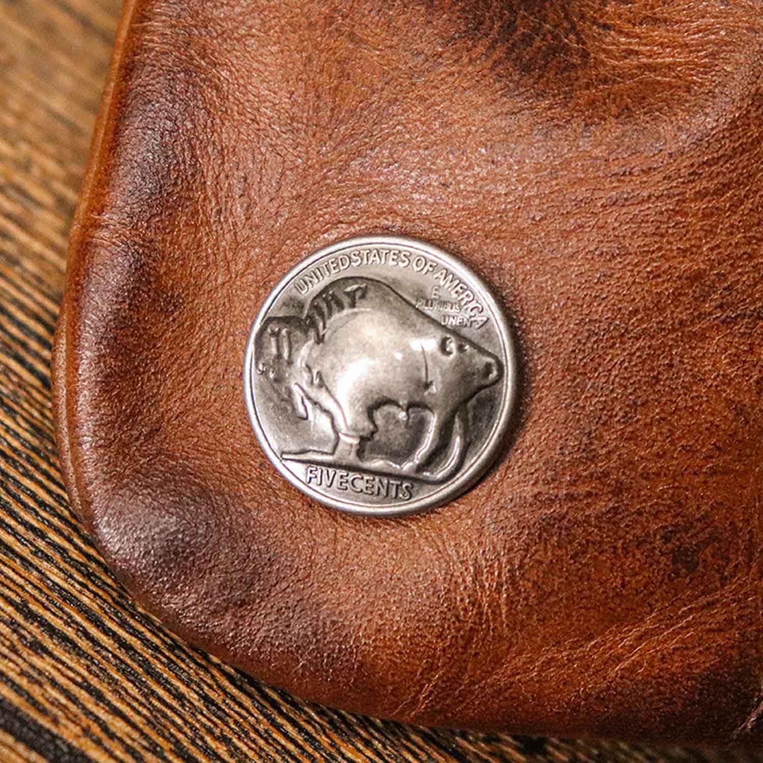 Medieval Drawstring Change Purse, Genuine Leather Key Ring Purse Coin Organizer Drawstring Gift Bag Jewelry Storage Bag Mini Multifunction Wallet for Men Women (Brown)