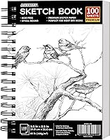 FIXSMITH 5.5x8.5 Spiral Sketchbook: 100 Sheets 100gsm Acid-Free Paper, Portable Drawing Pad for Kids, Beginners & Artists