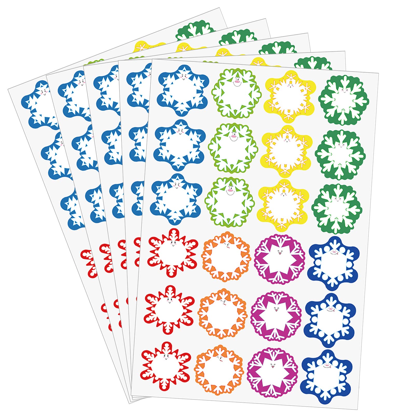 ( pack 5 ) 1000 Pieces Christmas Snowman Stickers and Fun Snowflake Stationery Stickers Winter Holiday Label Stickers Cute Seals Cards Presents for Kids Xmas Party Decoration Supplies (Snowflake)