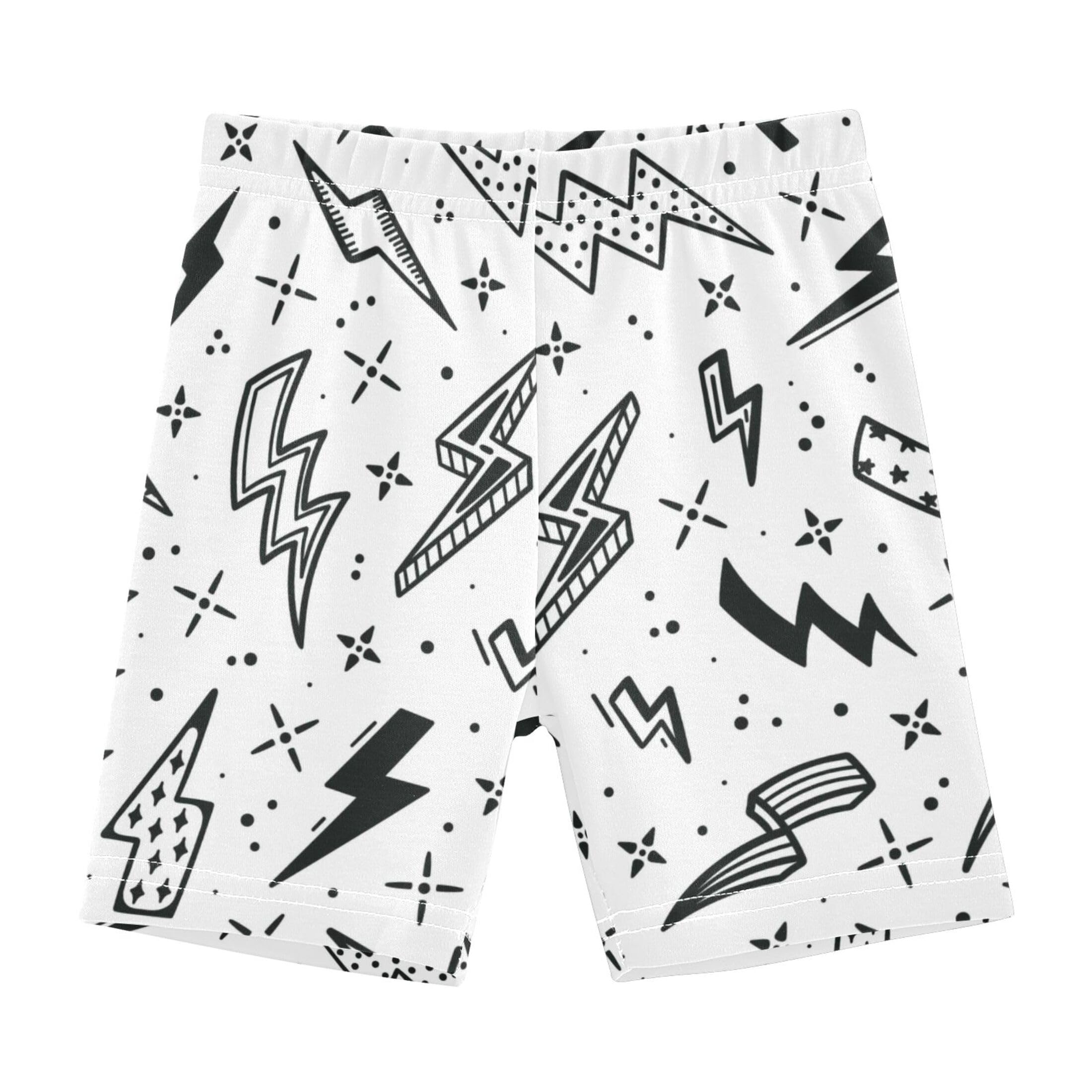 Vozoza Lightning Bolts Black White Toddler Girls Shorts Under Dress Cartwheel Shorts Legging Summer Outfits Clothes Size 5T