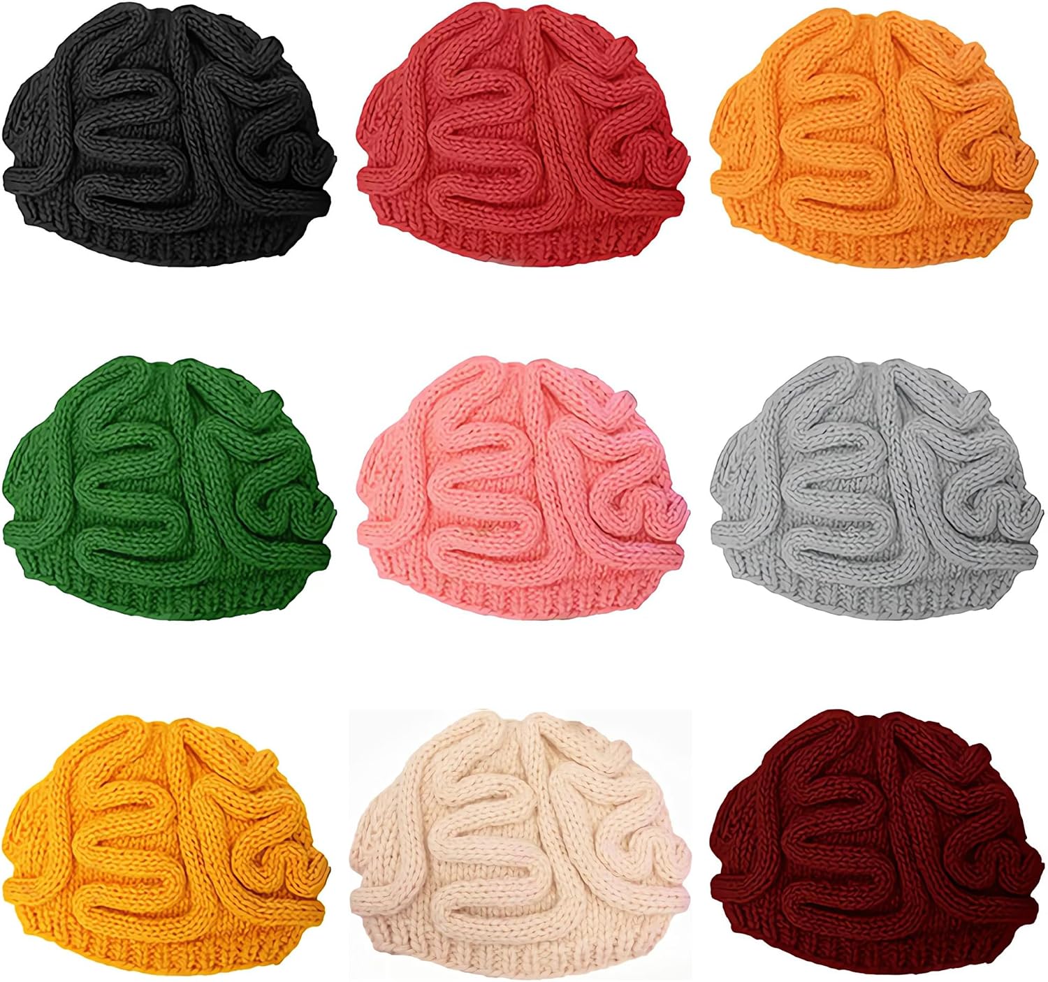 Knitted Crochet Brain Beanie Hat for Women Men Funny Brain Print Knitted Hat Unique Beanie Cap Chemo Hat