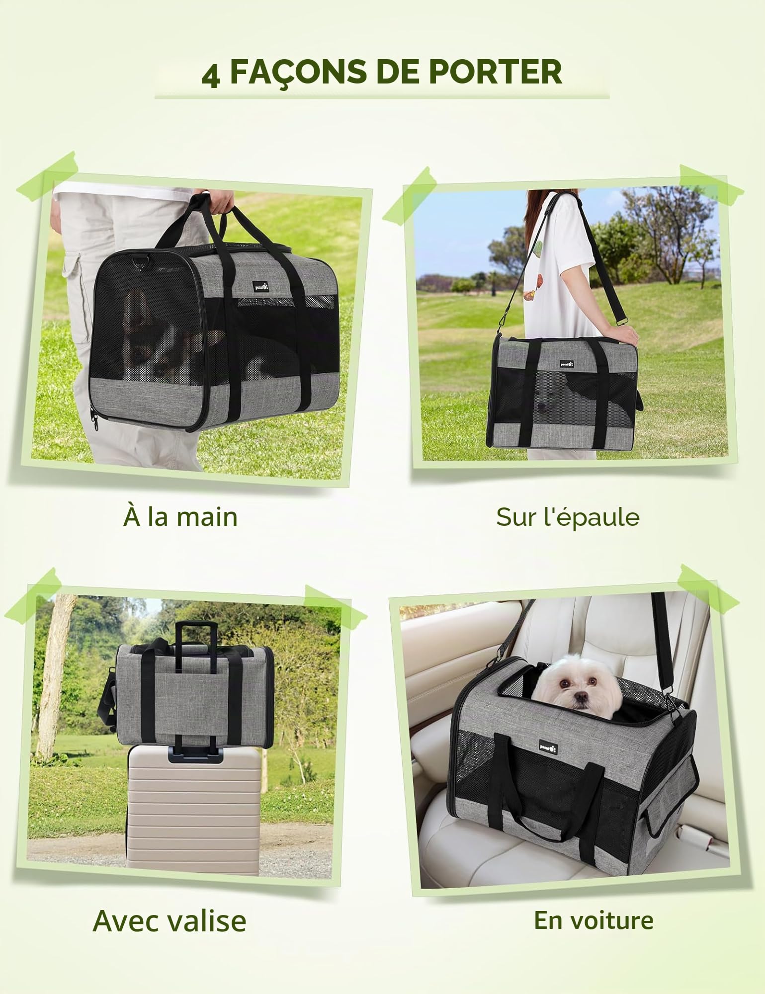Pecute Sac de Transport pour Chat, Sac à Dos de Transport Portable pour Chiens Voyage pour Chats avec Mangeoire Pliable Porteur pour Animaux Tissu de Maille Respirant Convient jusqu'à