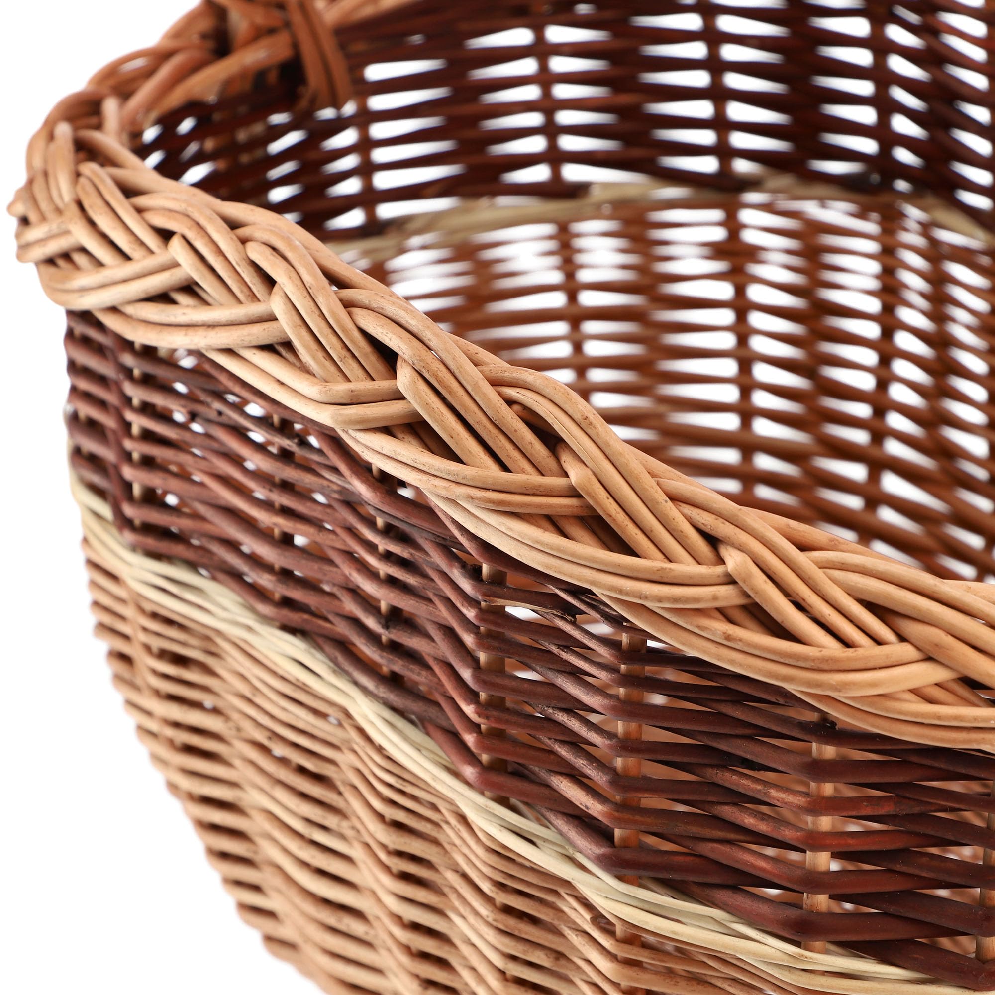 KADAX Panier en Osier Ovale pour Champignons, Shopping, Pique-Nique - Robuste avec Poignée - pour Bouteilles, Jardin et Transport (Mélange, 43 x 30 x)