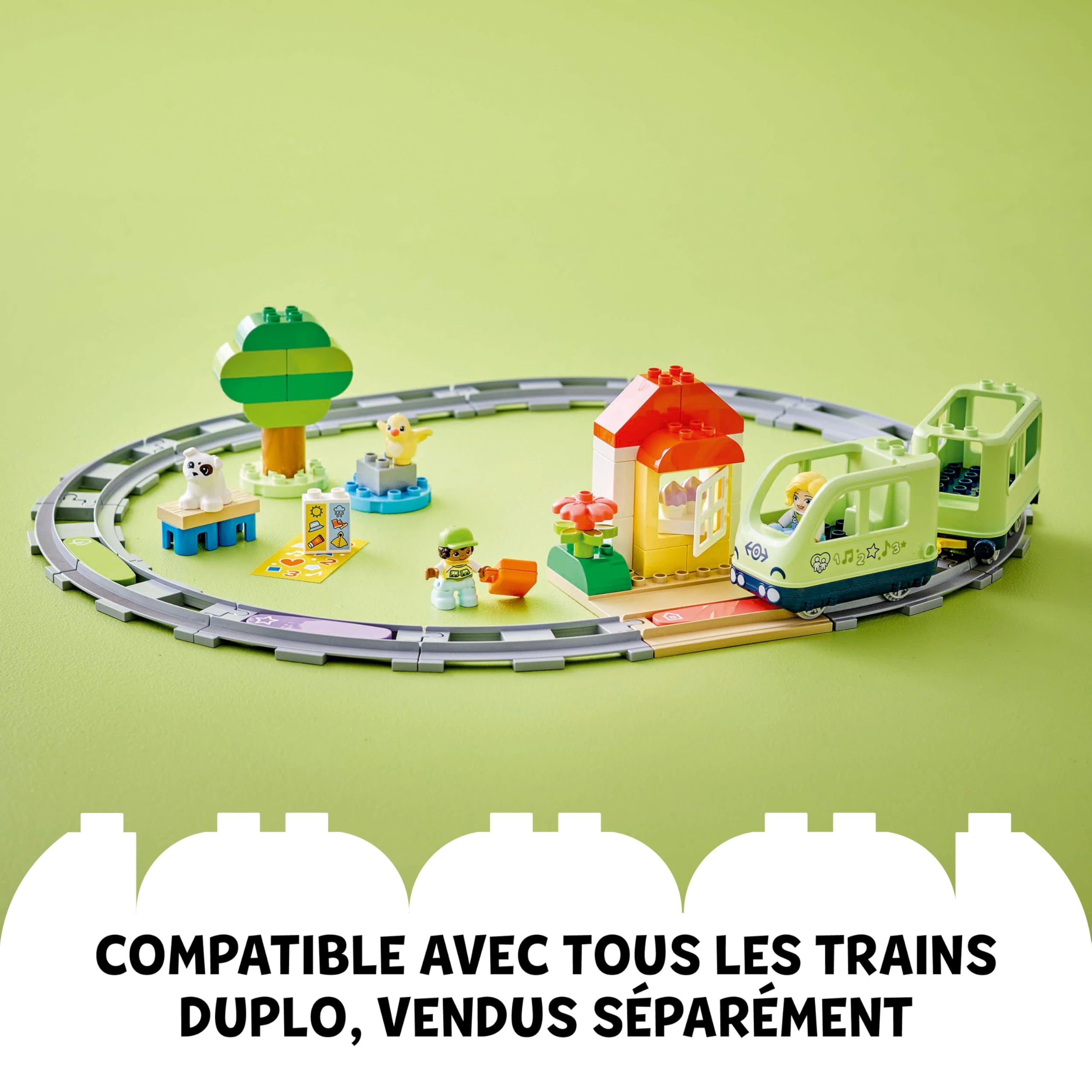 LEGO Duplo Le Train d’Aventures Interactif - Jouet Éducatif 1er Âge - 14 Rails, Briques d'action avec Sons & Lumières et 4 Figurines - Motricité - Cadeau Original pour Fille ou Garçon dès 2 Ans 10427