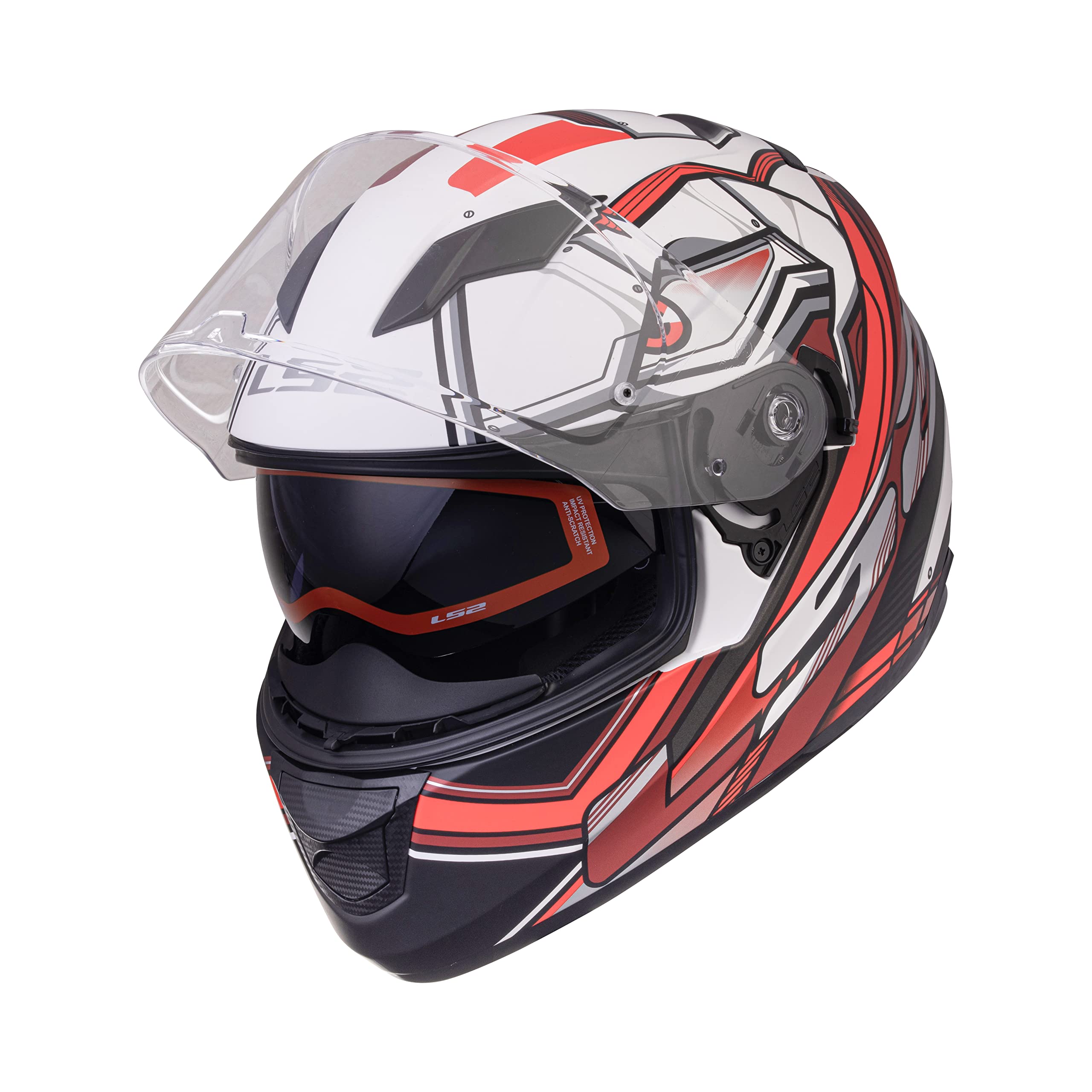 LS2 Helmets - FF320 Stream Evo - Xdron - Matt White Red - Dual Visor Full Face Helmet