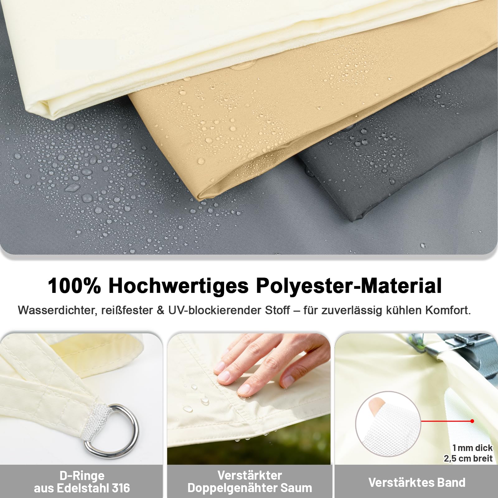 LOVE STORY Sonnensegel Rechteckig 2.5x5m Wasserdicht UV95% für Garten