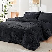 Vista 211 de HYMOKEGE - Juego de edredón tamaño king, color negro y rojo, de sirsaca, de 7 piezas, para todas las estaciones, en una bolsa, para dormitorio