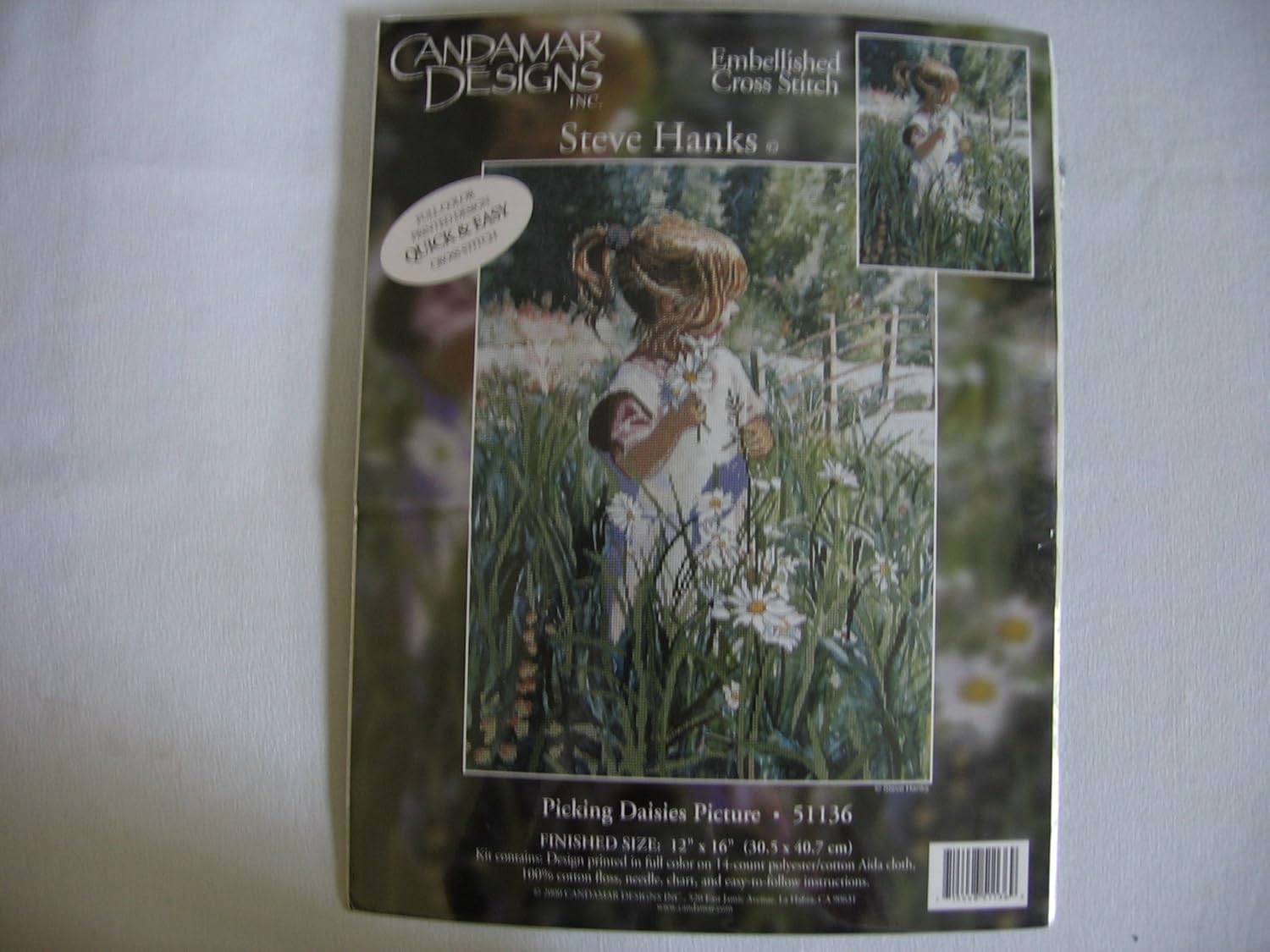 Candamar Designs - Picking Daisies Picture - Embellished Cross Stitch by Steve Hanks