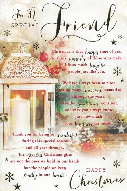 SPECIAL FRIEND CHRISTMAS CARD, TRADITIONAL XMAS DESIGN. 9 X 6 INCHES, XA096