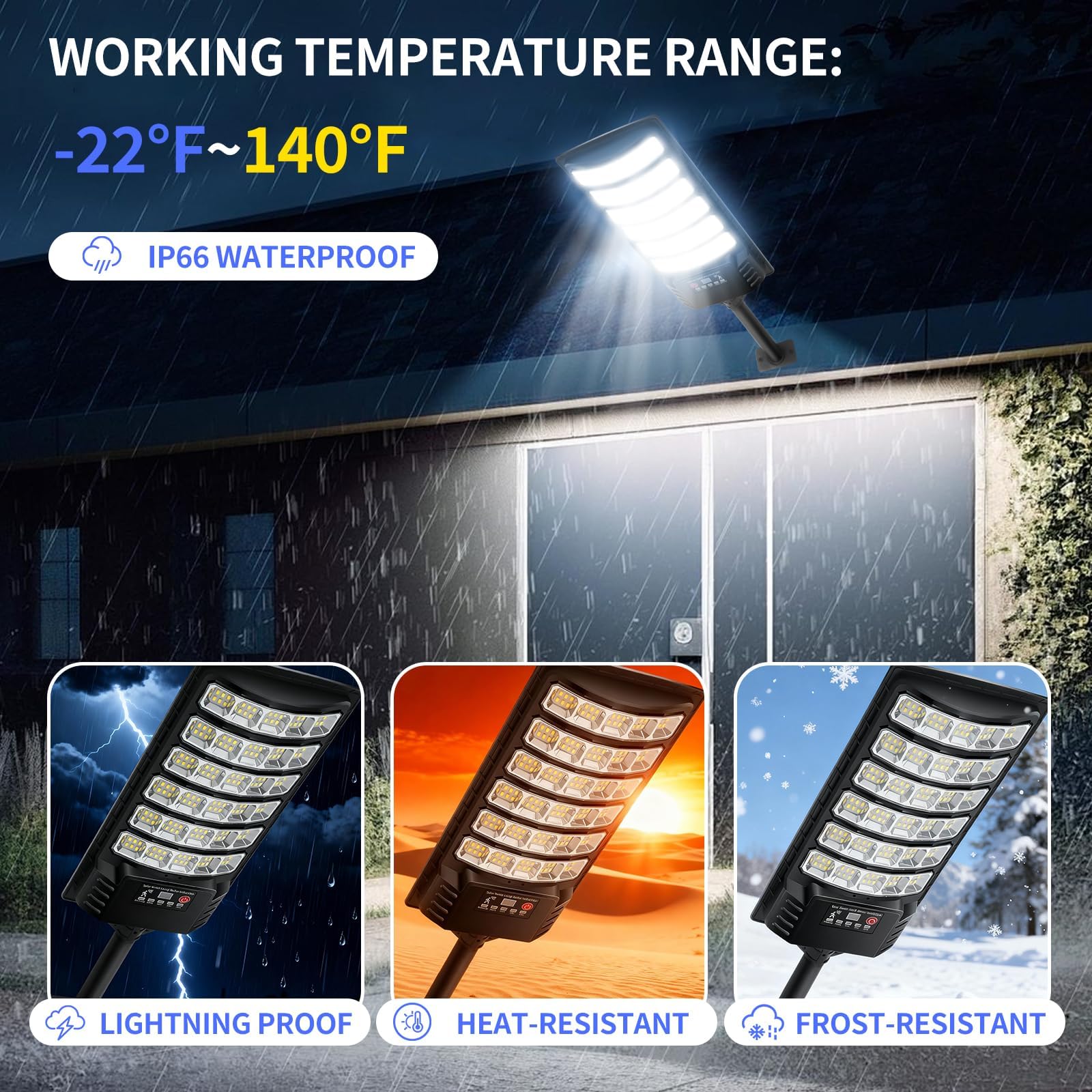 800W Lampione Solare Led Esterno 2 pezzi,IP66 Impermeabile Lampada Stradale Solare con Sensore di Movimento,320° Angolo Illuminazione Faretto Solari con Pannello per Giardino,Strada