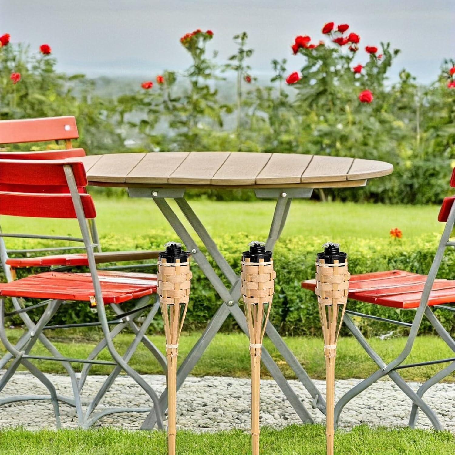 4pcs Fire Torches Outdoor Garden Torches with Wind-Resistant Flame Effect for Festival Parties, Yard Landscape, and Camping Lighting