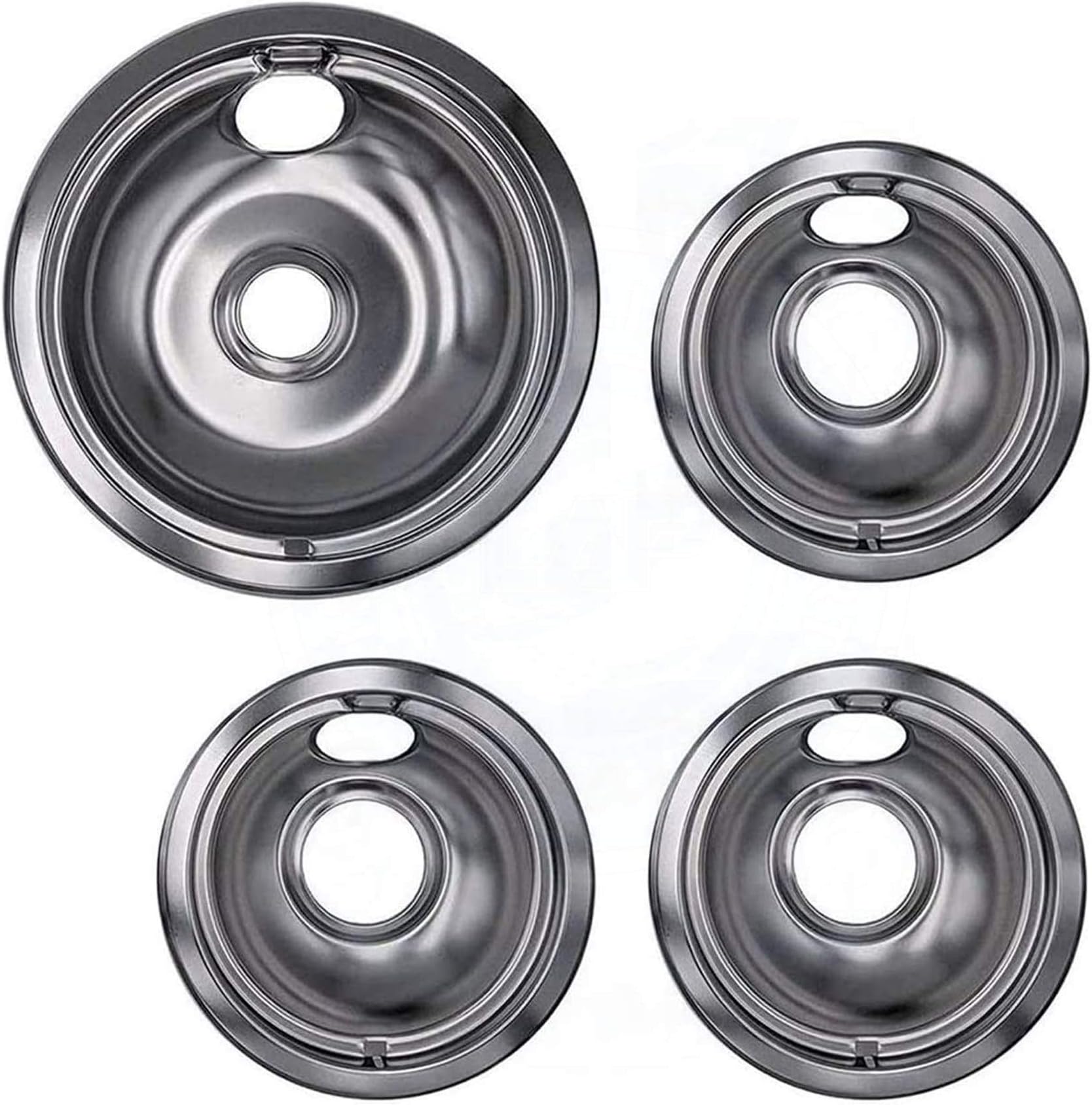 UPGRADED Lifetime Appliance Ultra Durable W10196405, W10196406 Chrome Drip Pans Replacement Compatible with Range Kleen 10124XZ - 3 x Small 6" + 1 x Large 8" Drip Pan