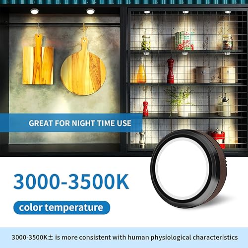 Miniatura 6 de LEASTYLE Luces de disco con control remoto, funciona con pilas, regulables, adhesivas debajo del gabinete y luces de mostrador (paquete de 6