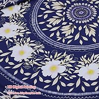 Vista 5 de Lifeel - Tapiz bohemio azul para colgar en la pared, tapiz hippie de mandala, medallón floral con diseño de corona estética blanca, manta decorativa