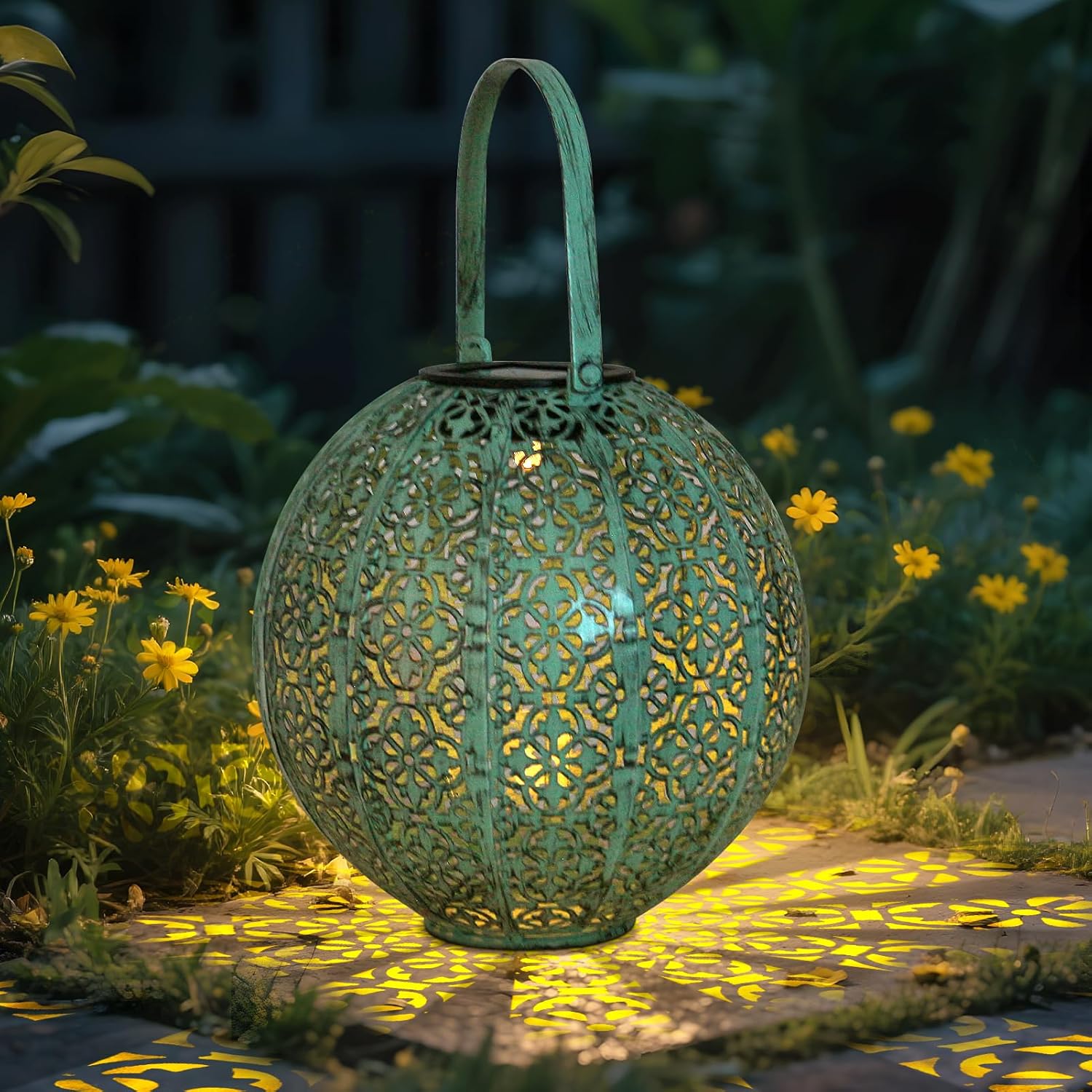 FUYO Solar Outdoor Lantern Water-Resistant, LED Metal Garden Solar Lights for Garden Decor Porch, Yard, Patio Ornaments, Mothers Day Gifts for Mom