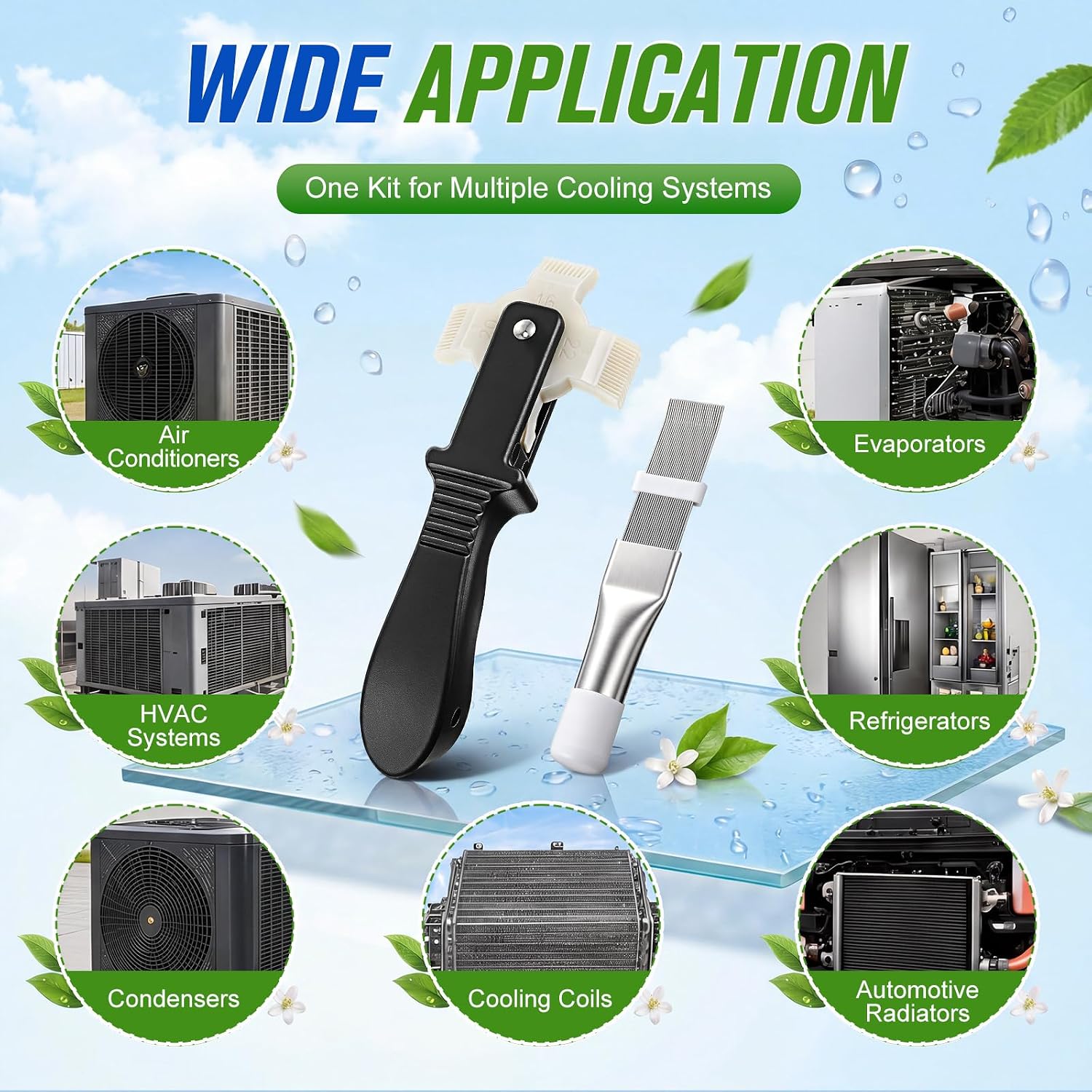 Dreyoo 2PCS AC Fin Comb Kit, Fin Straightener Tool, 16 18 20 22 Fins/Inch | AC fin comb straightener, Metal Comb, Air Conditioner Condenser Coil Repair Tool for HVAC, Radiator and Refrigerator