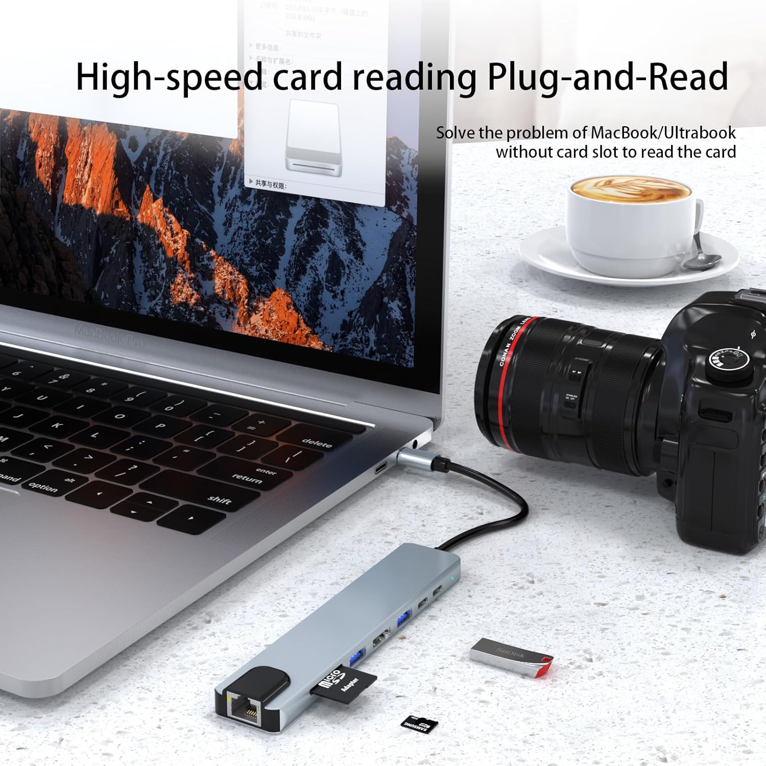 Vortex TW8A 8 in 1 USB-C Extension Hub Aluminum Alloy/ABS Blue Multiport Adaptor