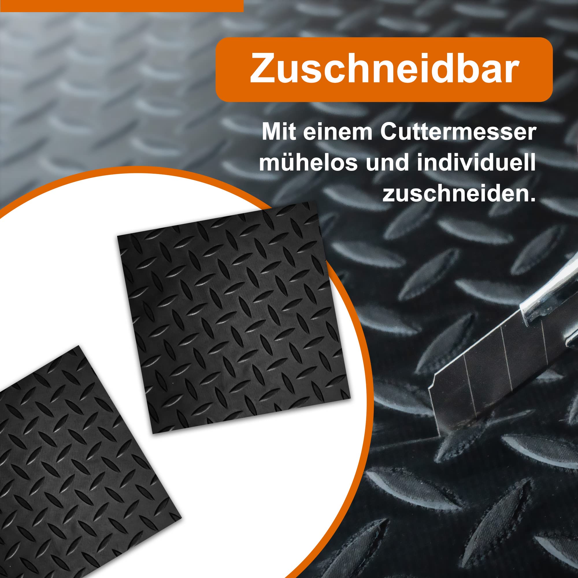Wulkow Diamant Tränenblech, 1000mm x 2000mm x 3mm | BREITE 0,1m bis 2,0m, LÄNGE 0,1m bis 10m, Gummimatte 3mm, Gummiläufer, Arbeitsplatz-Matte