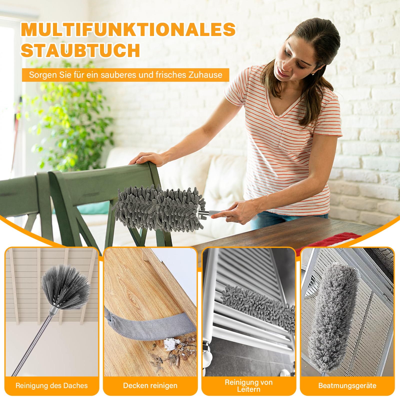 Kit 6 Plumeaux Télescopiques Microfibre - Longueur 25-252cm - Pour Toiles D'Araignée Et Surfaces Hautes