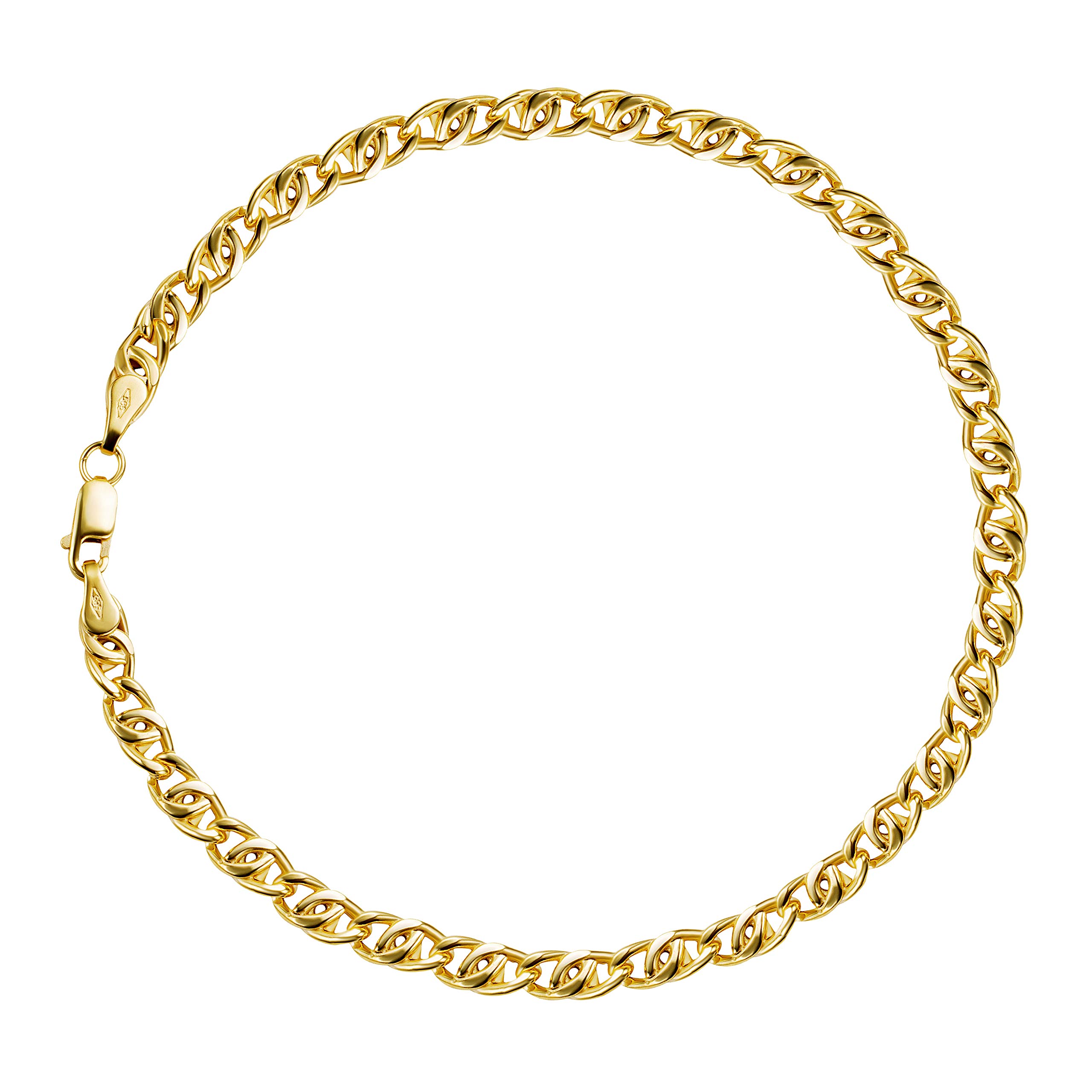 PRINS JEWELS 8er Panzer Armband 14 Karat 585 Gelbgold 4 mm Unisex