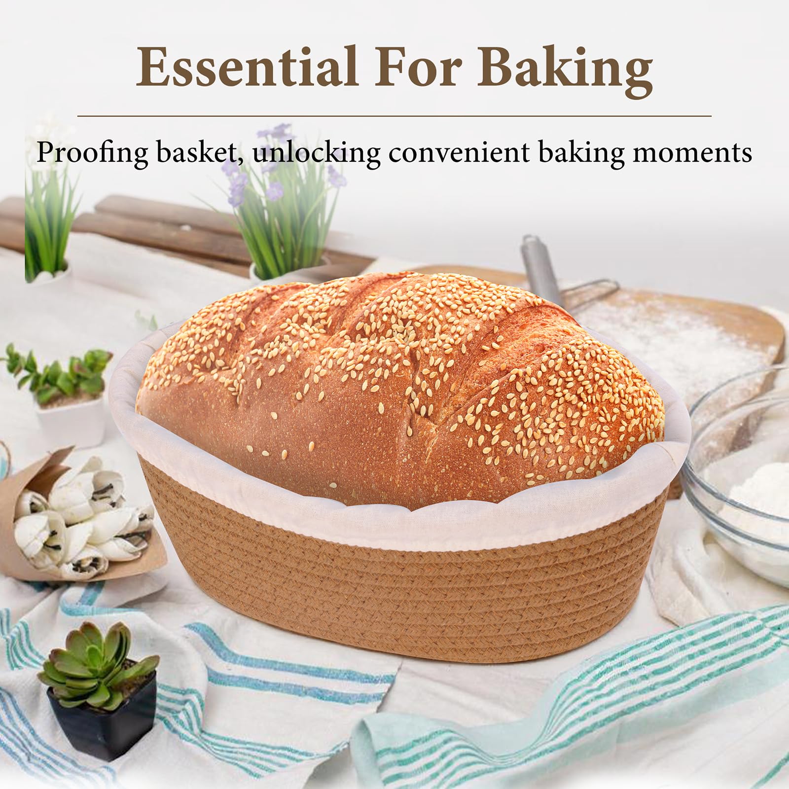 Banneton Gärkörbchen aus Baumwolle, Mini-Sauerteig-Brotbackset, kleine handwerkliche Teigkörbe mit Deckel und Einsatz für hausgemachtes Brotbackzubehör (grau, 12,7 cm)