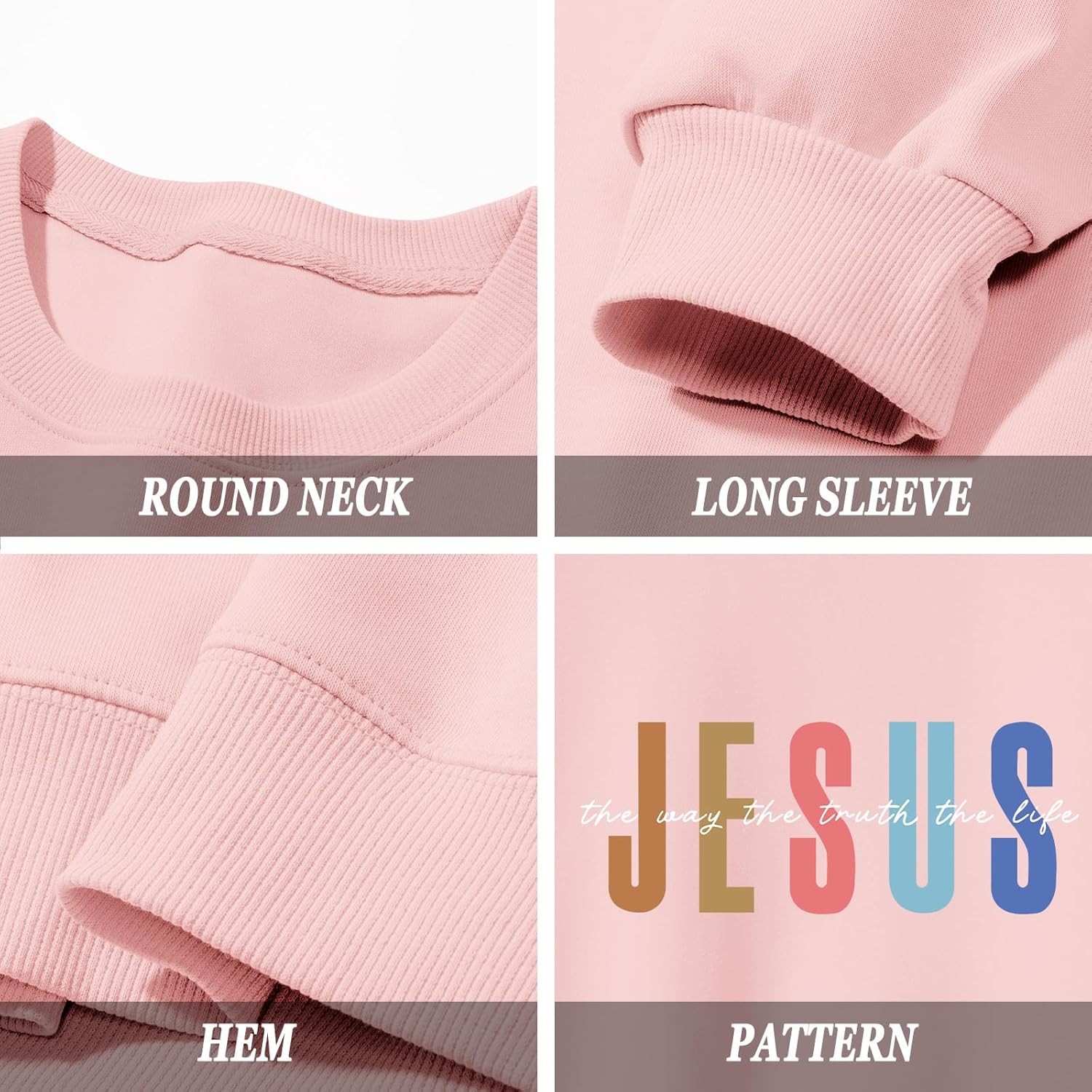 Jesus Christian Sweatshirts for Girls God Religious Sweatshirt Kids Graphic Pullover Inspirational Letter Tops - Image 6