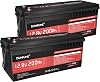 Pack of 2 12 V 200 Ah LiFePO4 Lithium Battery 2560 Wh Capacity 200 A BMS 15000 Cycles 10-Year Life Ideal for Motorhome Solar Energy Storage Camping & Home Batteries