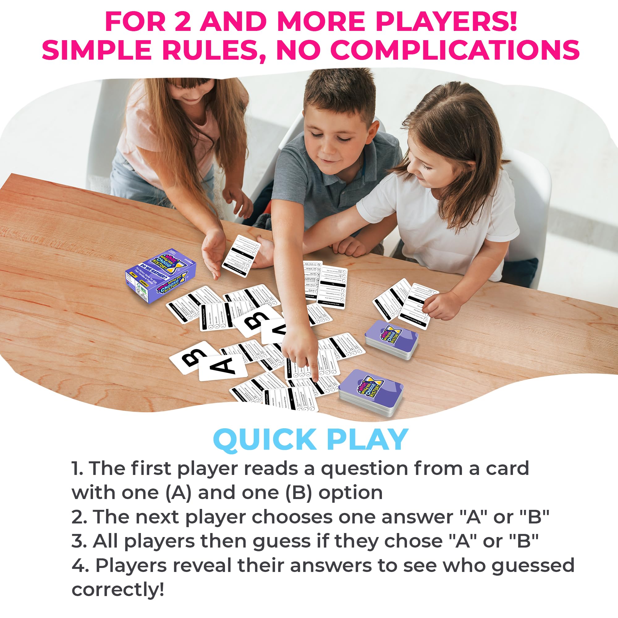 QUOKKA Board Game for 8-12 Year Olds - Family Card Game for Kids Ages 5-8 - What Would You Choose, History Edition, 8.5 cm x 12.4 cm - Image 2