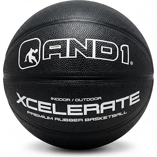 AND1 Xcelerate Rubber Basketball: Official Regulation Size 7 (29.5”) Streetball,